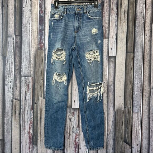 🔸BUNDLE ONLY🔸|EUC| ZARA Relaxed Fit Distressed Boyfriend Jeans - Picture 1 of 7